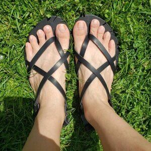 LabooLeather Handmade Black Leather Zero Drop Strappy Sandals Size 8.5 EU 39